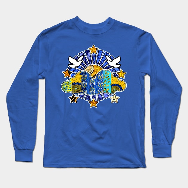 SunShine Moon and Stars Long Sleeve T-Shirt by artbyomega